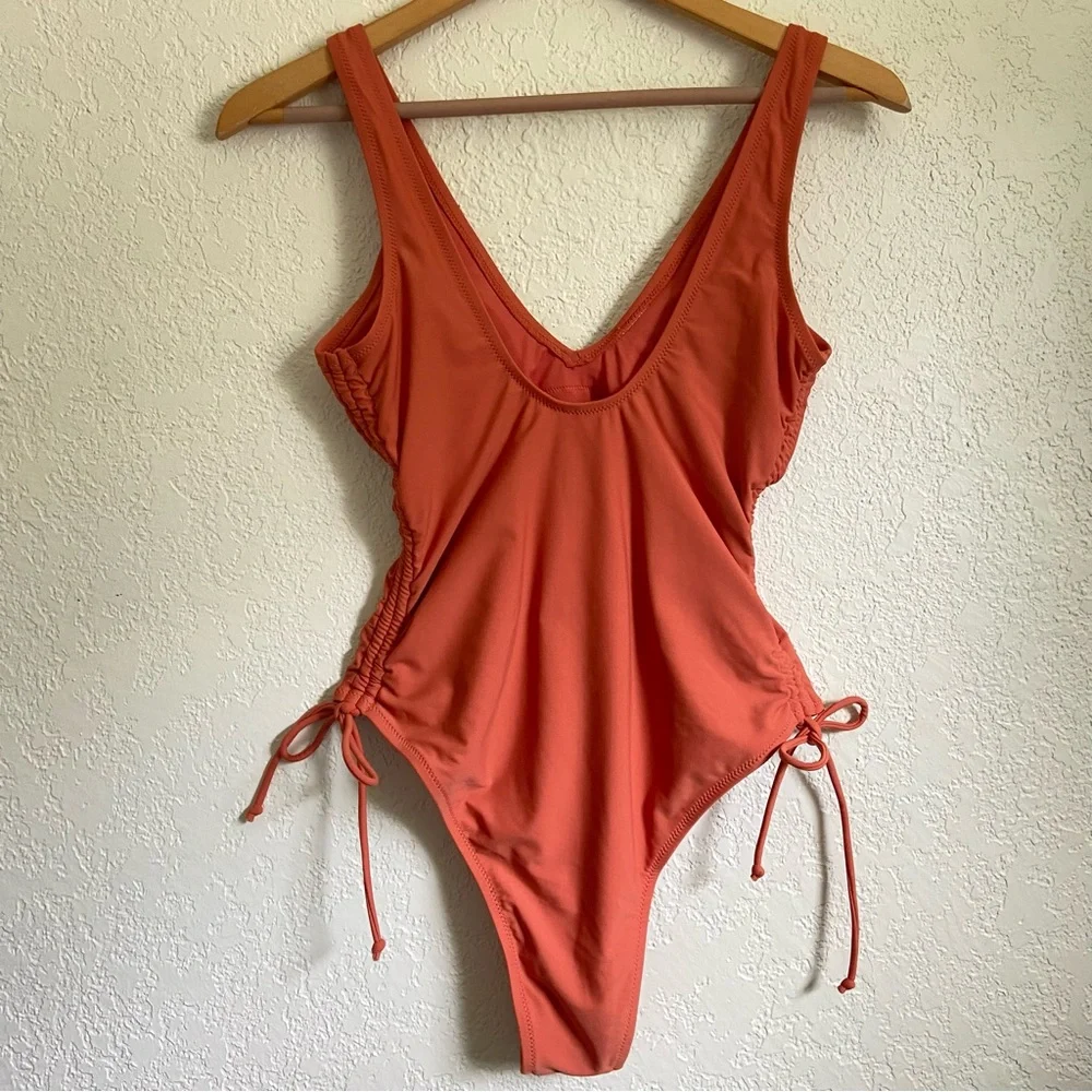 Cupshe Carolina Drawstring Ruched Tummy Control One Piece Swimsuit